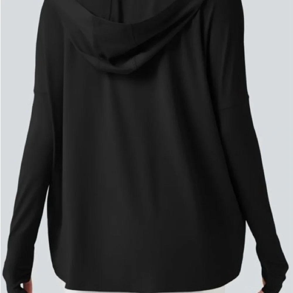Halara Hooded Cowl Neck Long Sleeve Thumb Hole Yoga Sports Top with Pockets Sz S - Picture 4 of 9